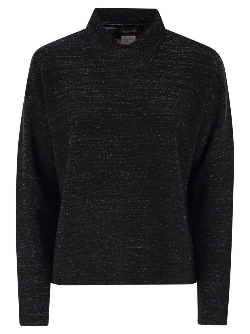 Fabiana Filippi Cotton And Lurex Polo Neck Sweater