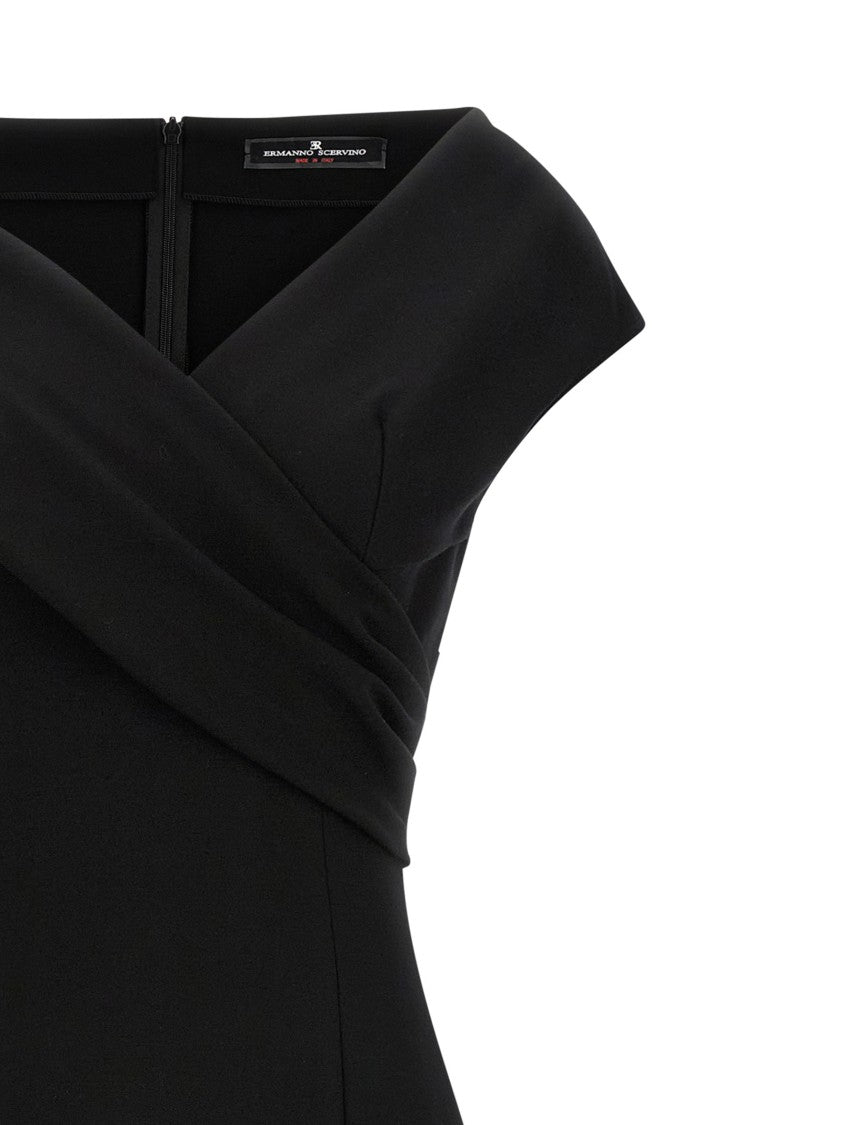 Ermanno Scervino Midi Dress With Crossover Front And Draped Detailing
