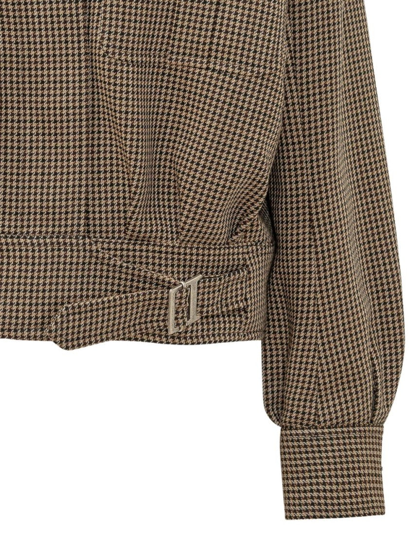 Seafarer Cropped Structured Collar Houndstooth Wool-Blend Blazer