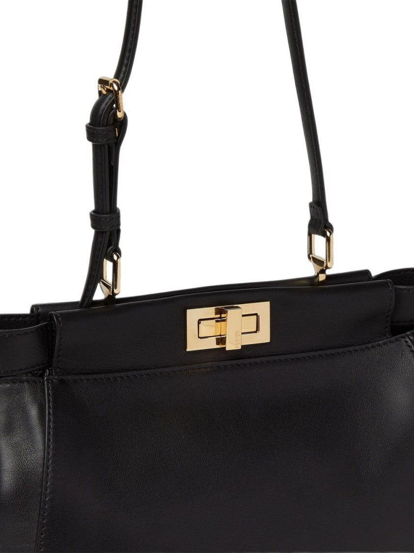 Fendi Black My Peekaboo Small Calfskin Shoulder Bag