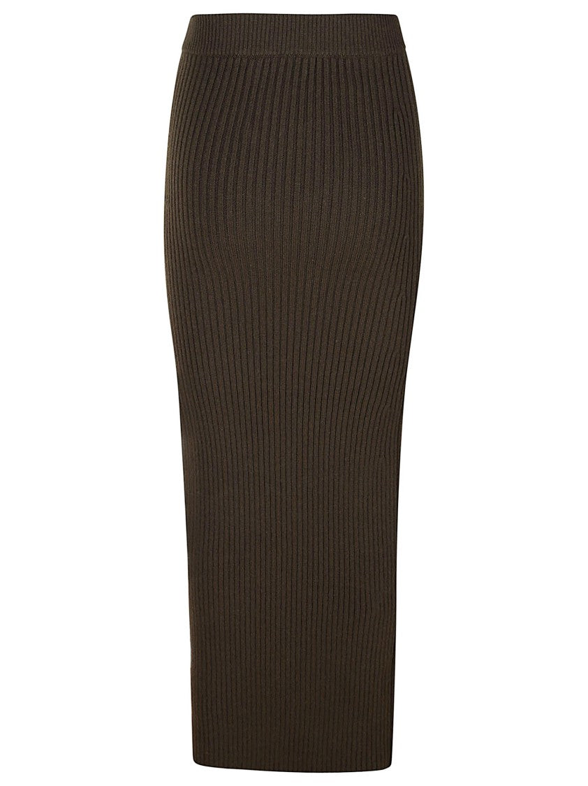 Max Mara Ribbed Knit Midi Skirt With Fitted Silhouette