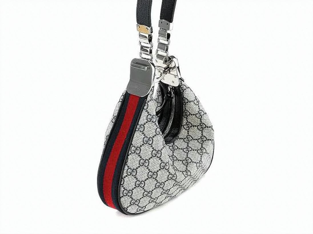 Gucci Crescent-Shaped Monogram Shoulder Bag With G-Shaped Clasp