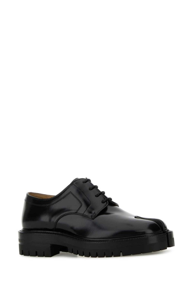 Maison Margiela Black Leather Tabi Lace-Up Shoes