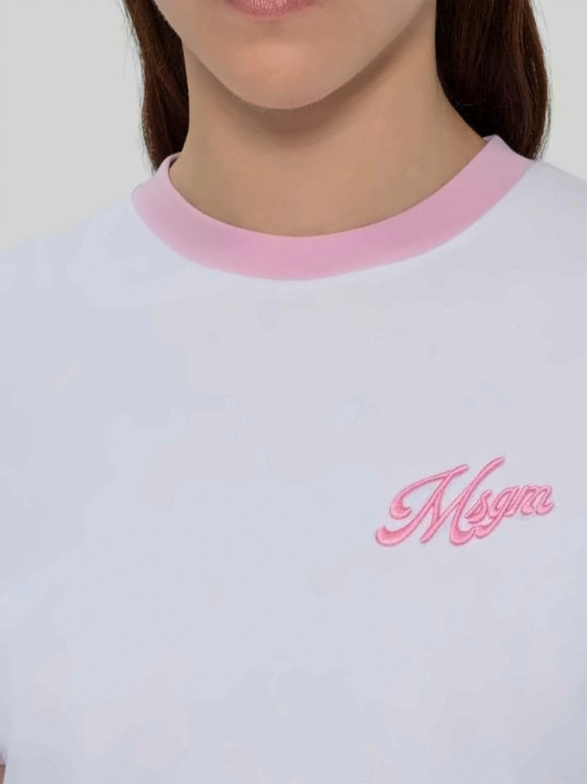Msgm Short-Sleeved T-Shirt With Embroidered Logo