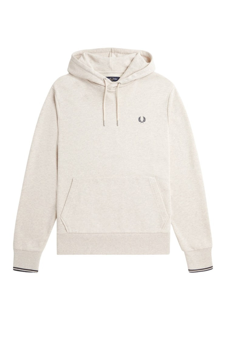 Fred Perry French Terry Cotton Hoodie With Iconic Laurel Wreath Embroidery