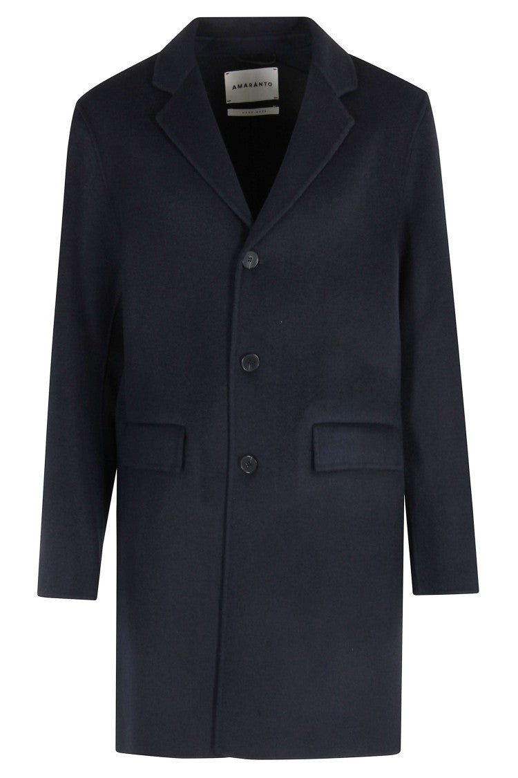 Amaranto Structured Wool Coat With Lapel Neckline