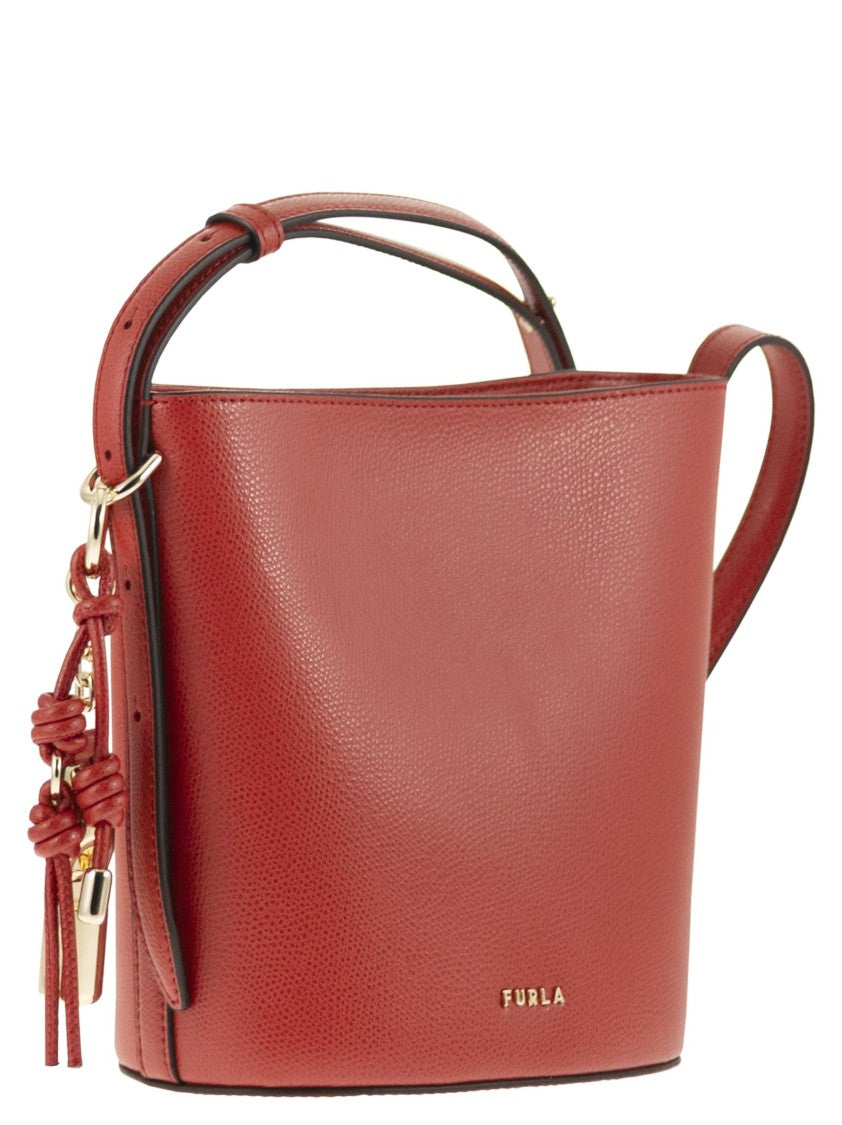 Furla Mini Bucket Bag With Printed Leather Finish