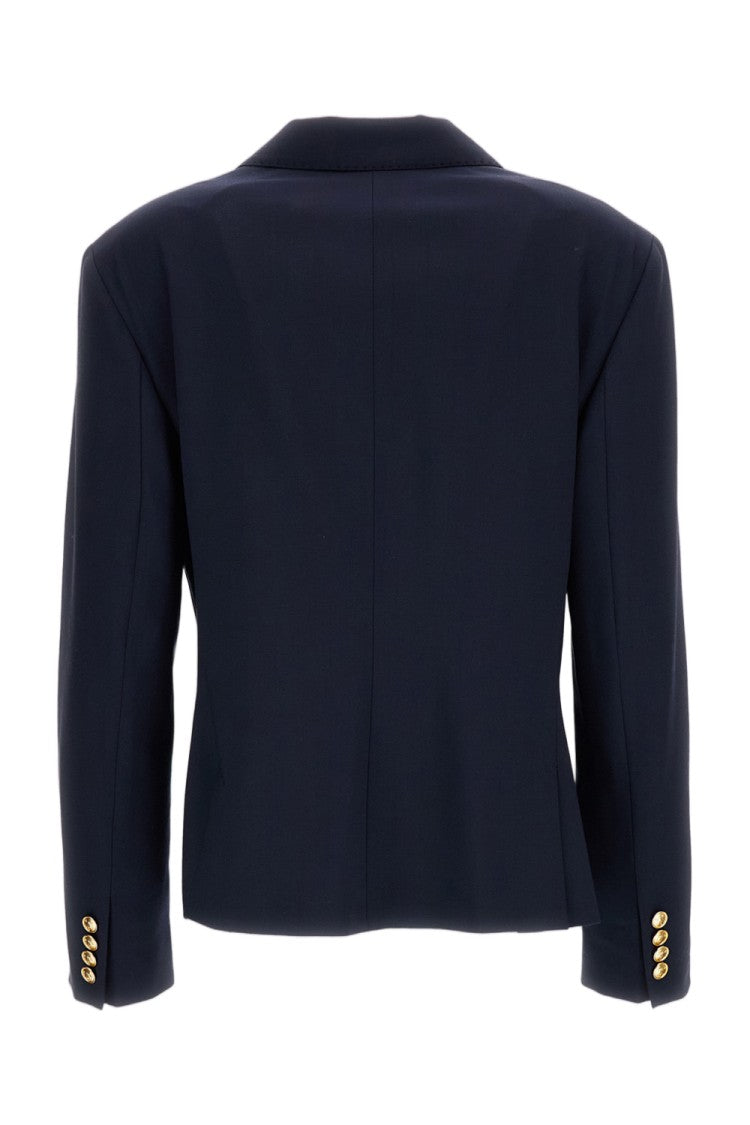 Polo Ralph Lauren Navy Blue Wool-Blend Cropped Blazer