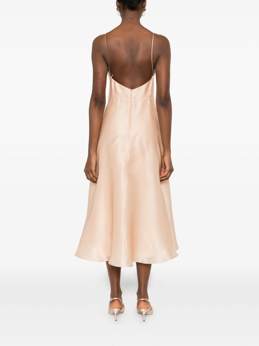 Alberta Ferretti Light Peach Abito Midi Silk Dress