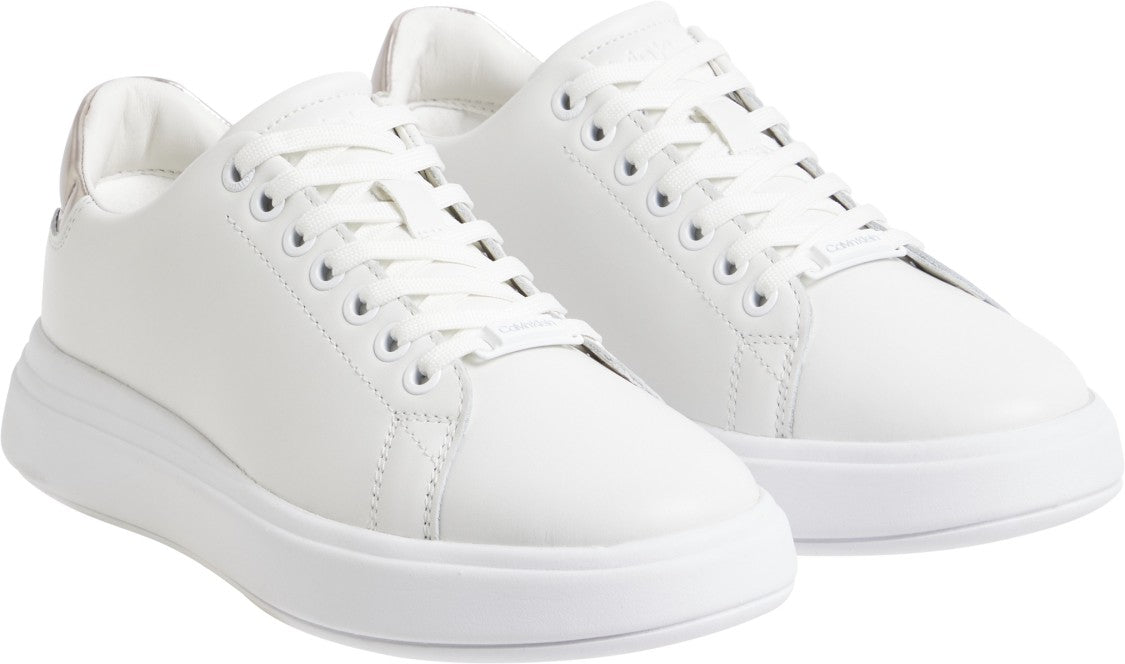 Calvin Klein White Leather Shoes With Metallic Accents