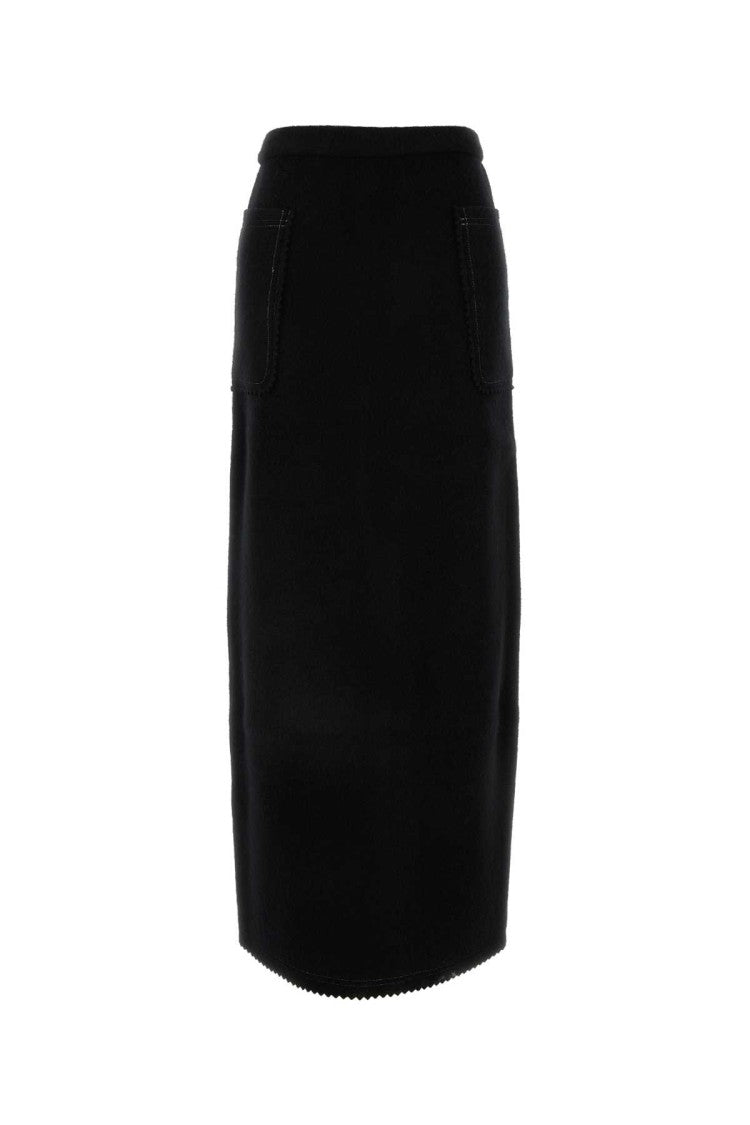 Max Mara Black Wool Blend Galosce Skirt