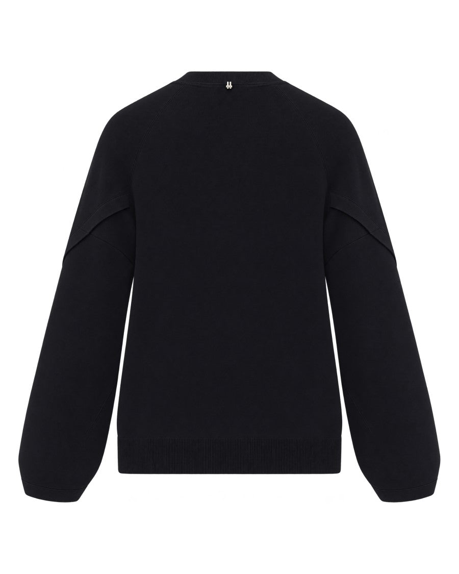 Liu Jo Black Soft V-Neck Hammered Button Top