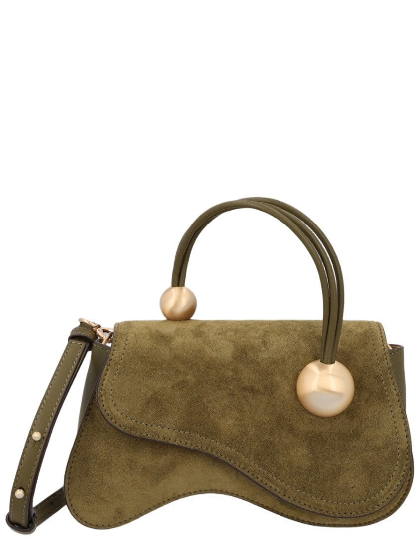 Cult Gaia Asymmetrical Suede Shoulder Bag With Structured Handle