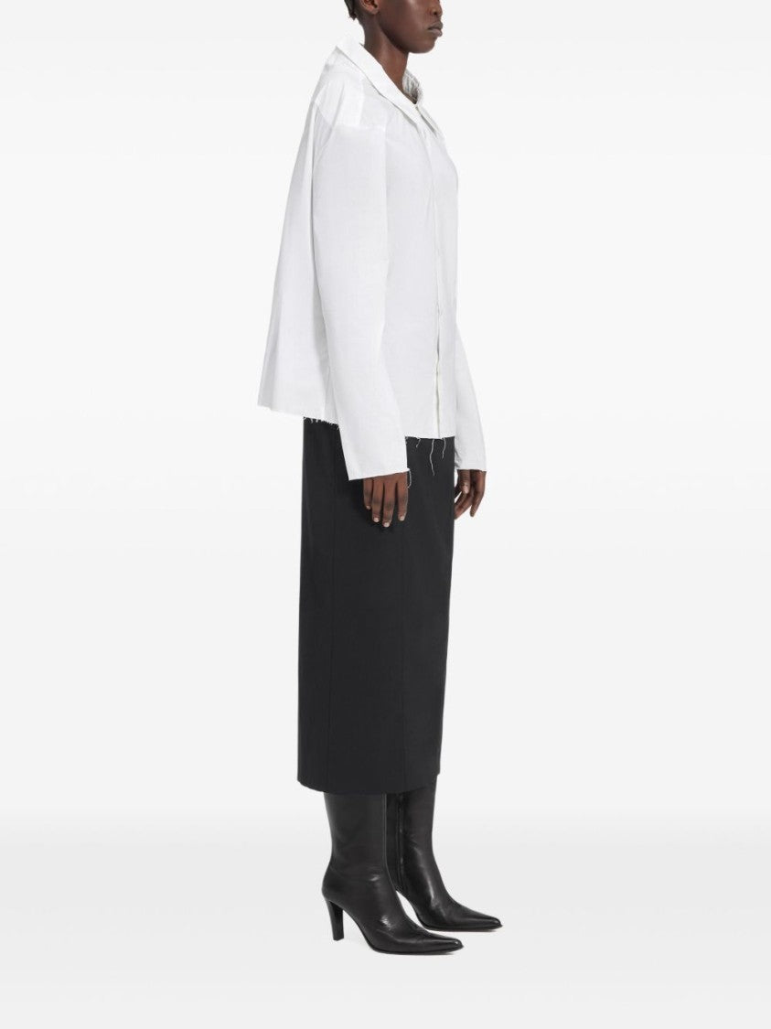 Mm6 By Maison Margiela Boxy White Shirt With Avant-Garde Extended Panel