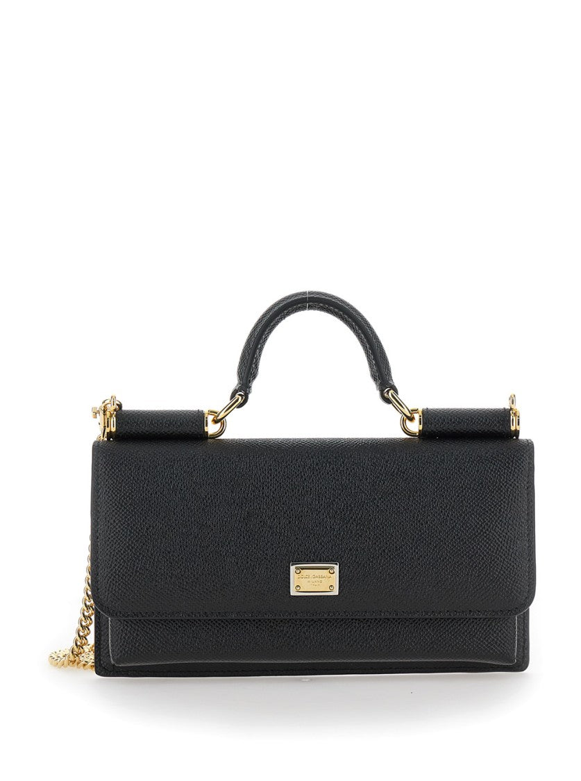Dolce & Gabbana Black Crossbody Bag With Logo Plaque