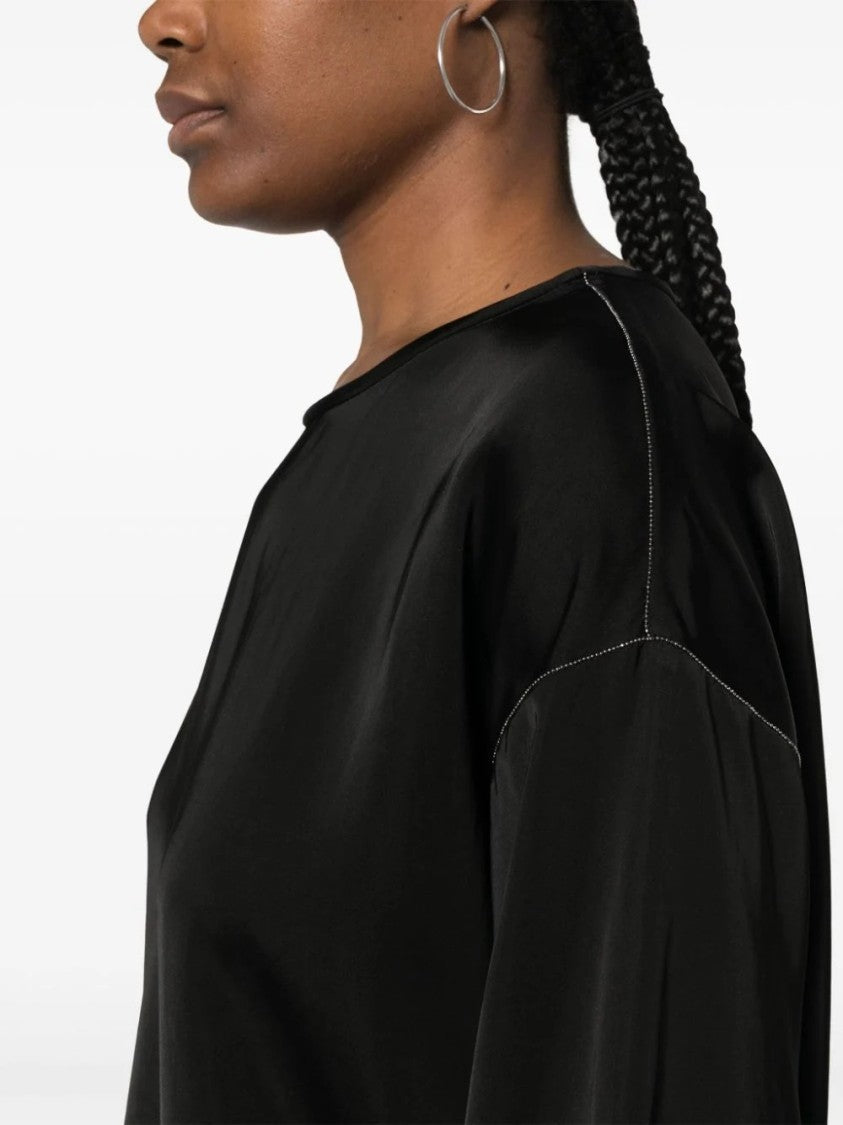 Fabiana Filippi Black Long-Sleeved Viscose Top