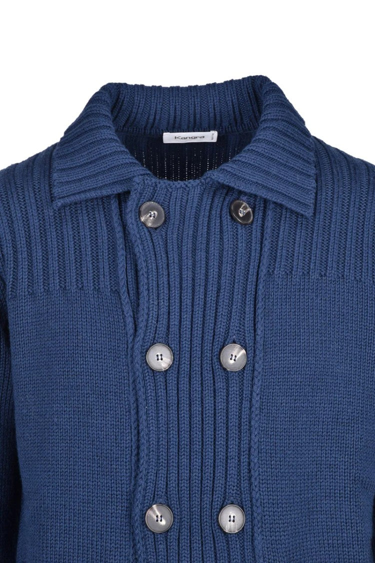 Kangra Double-Breasted Wool Cardigan - Blue