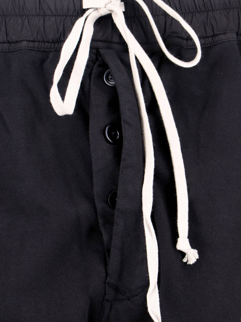 Drkshdw By Rick Owens Black Cotton Joggers With Mid-Rise Waist And Horn Button Details