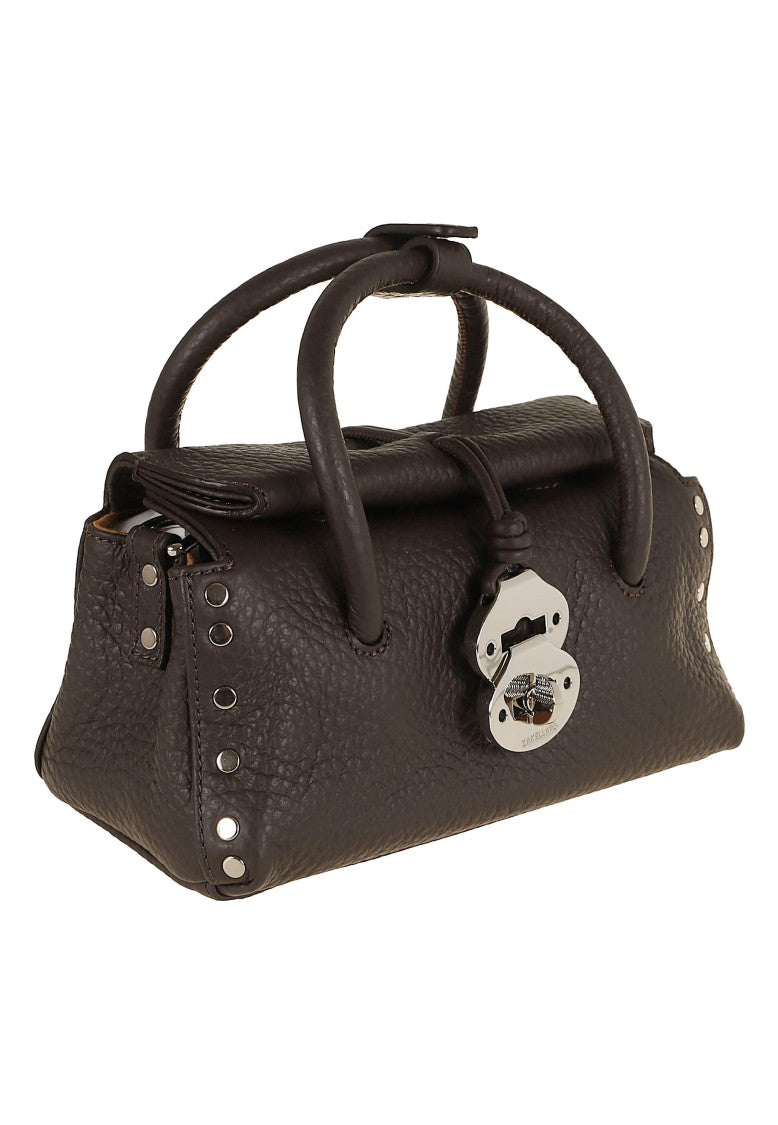 Zanellato Hammered Leather Shoulder Bag With Engraved Clasp