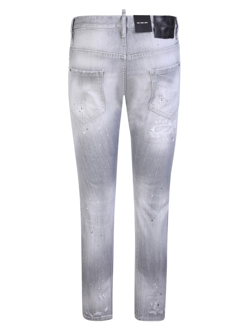 Dsquared2 Light Grey Sexy Twist Distressed Jeans