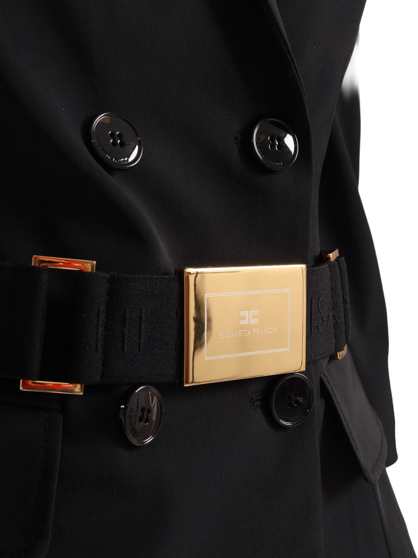 Elisabetta Franchi Belted Tailored Gold Buckle Jacket