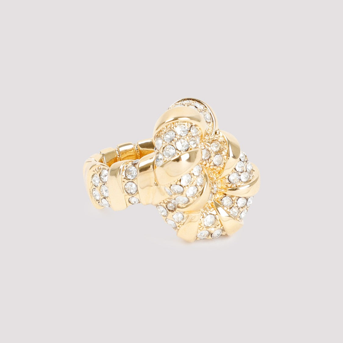 Lanvin Golden Brass Rhinestone Melodie Ring