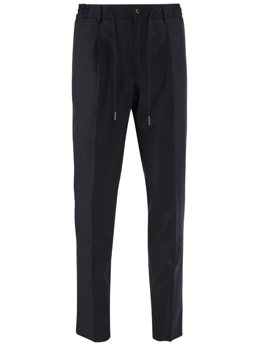 Tagliatore Tailored Stretch Wool Pants With Adjustable Waist And Pressed Pleats