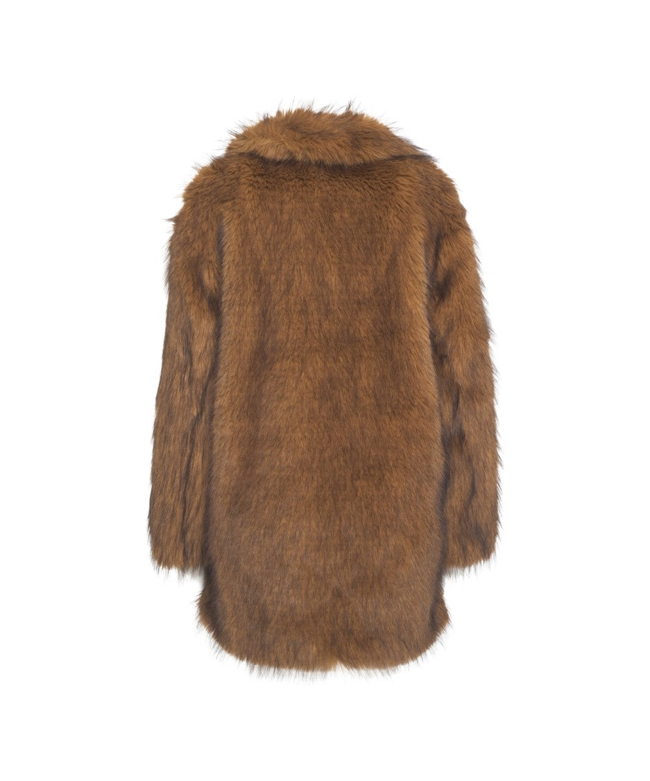 Stand Studio Mid-Thigh Length Plush Faux Fur Jacket