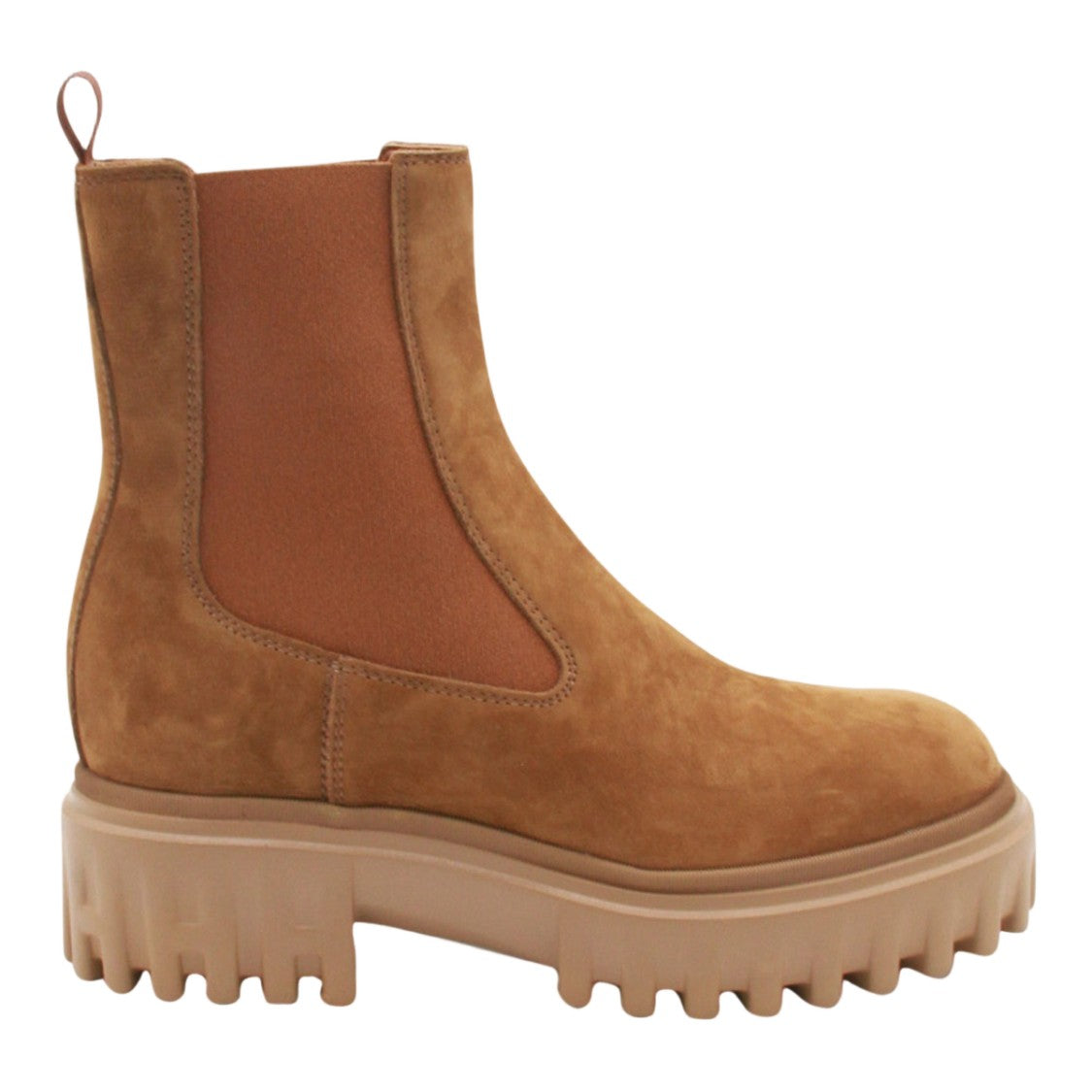 Hogan Platform Brown Suede Boots With Sole