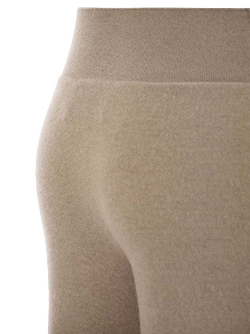 Vanisé Wide-Leg Cashmere Trousers With Ribbed Waistband