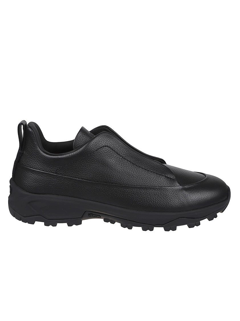 Zegna Triple Stitch Calf Leather Low Top Sneakers
