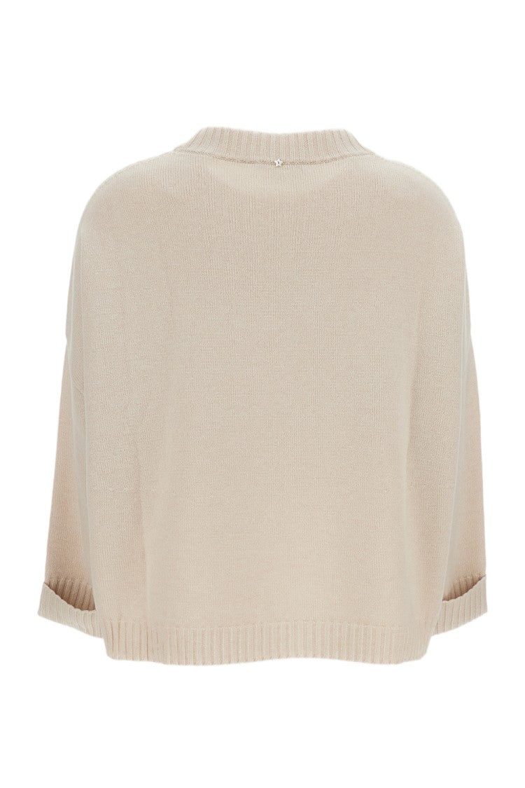 Lorena Antoniazzi Cropped Knit Sweater With Textured Star Motif