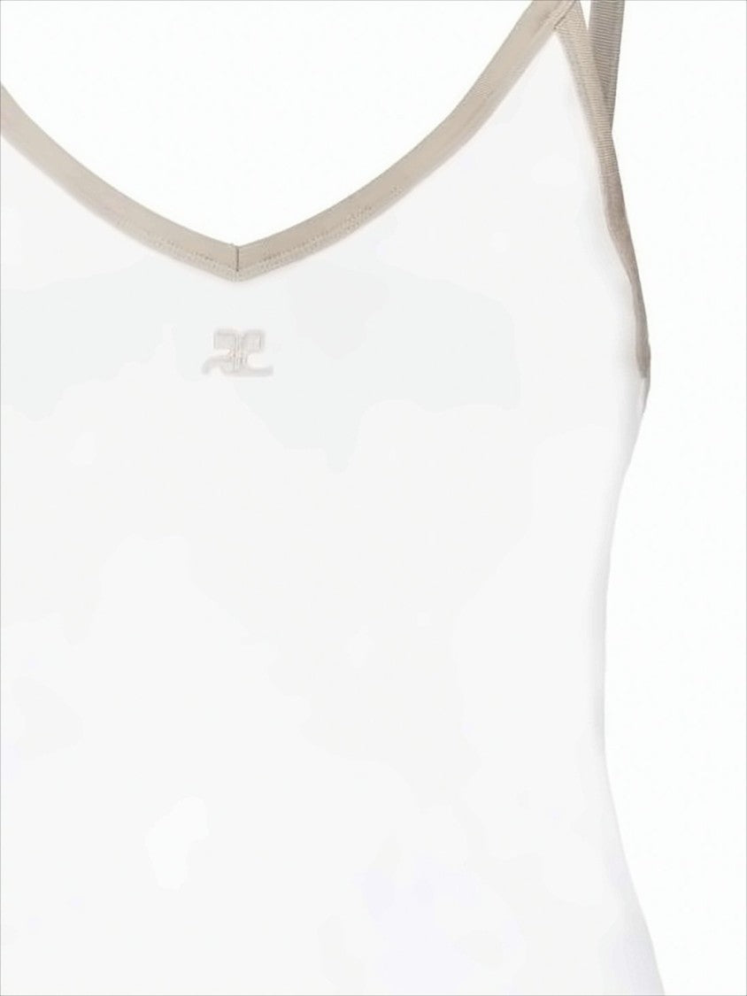 Courrèges Fitted Sleeveless Top With V-Neckline And Logo Detail