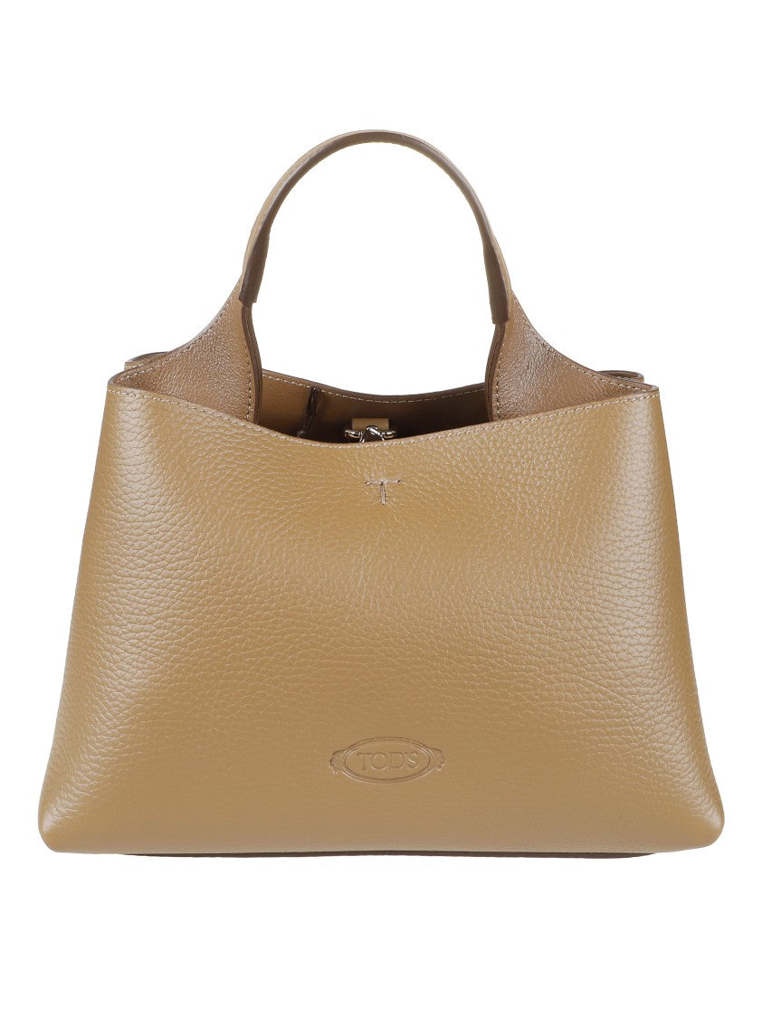 Tod's Structured Pebbled Leather Shoulder Bag With Subtle Logo Detail
