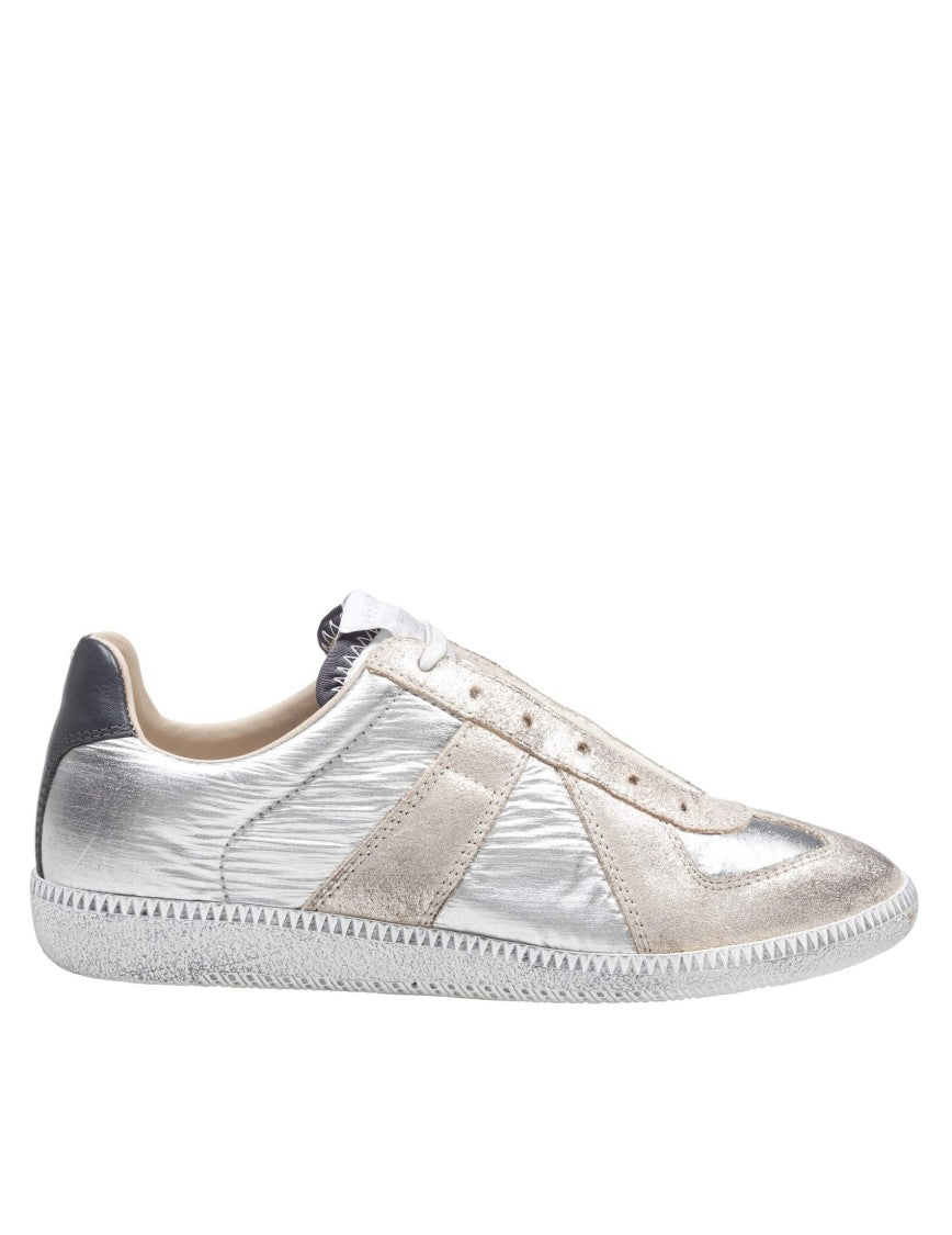Maison Margiela Replica Sneakers In Metallic Leather And Suede