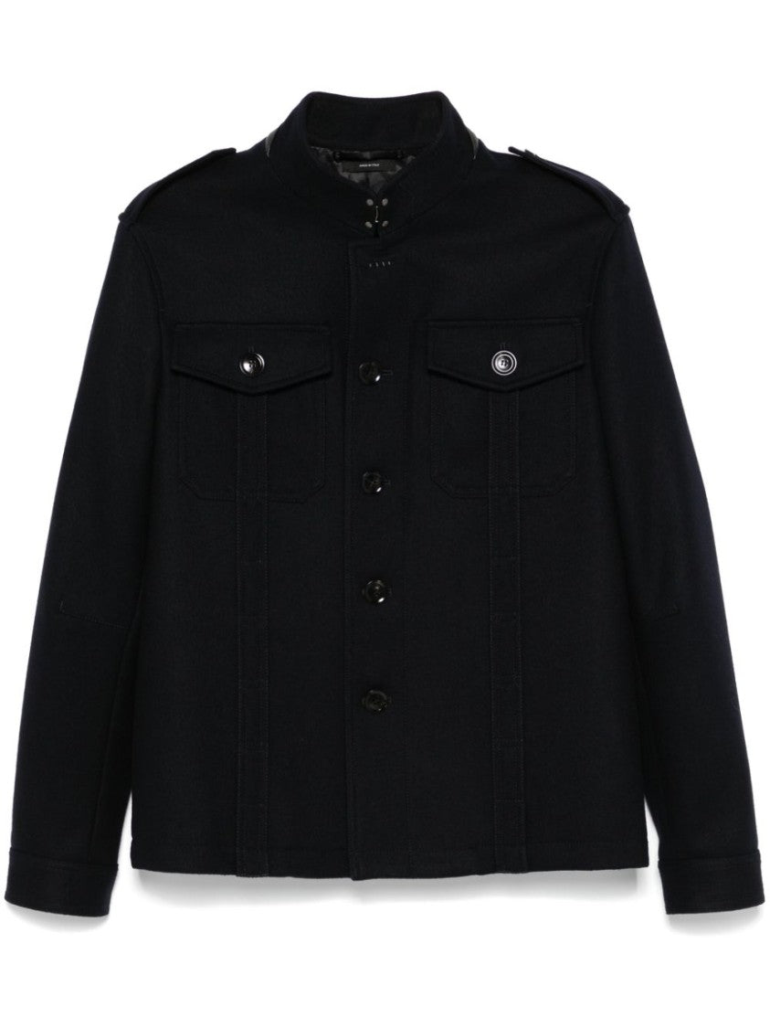 Tom Ford Japanese Light Felt Stand Collar Overshirt