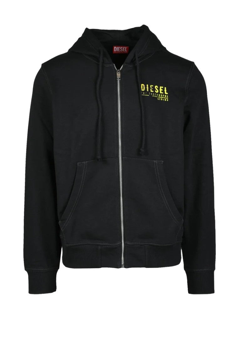 Diesel Black Zip-Up Crewneck Sweatshirt