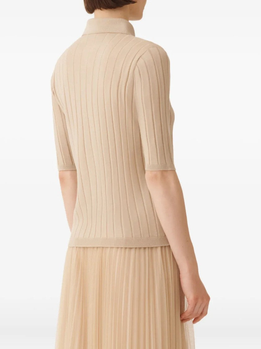 Fabiana Filippi Ribbed-Knit Polo Neck Top