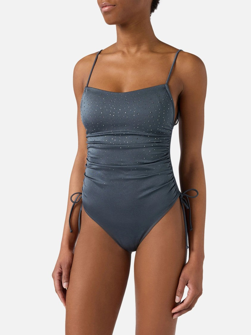 Mc2 Saint Barth One-Piece Swimsuit With Subtle Embellishments And Adjustable Ties