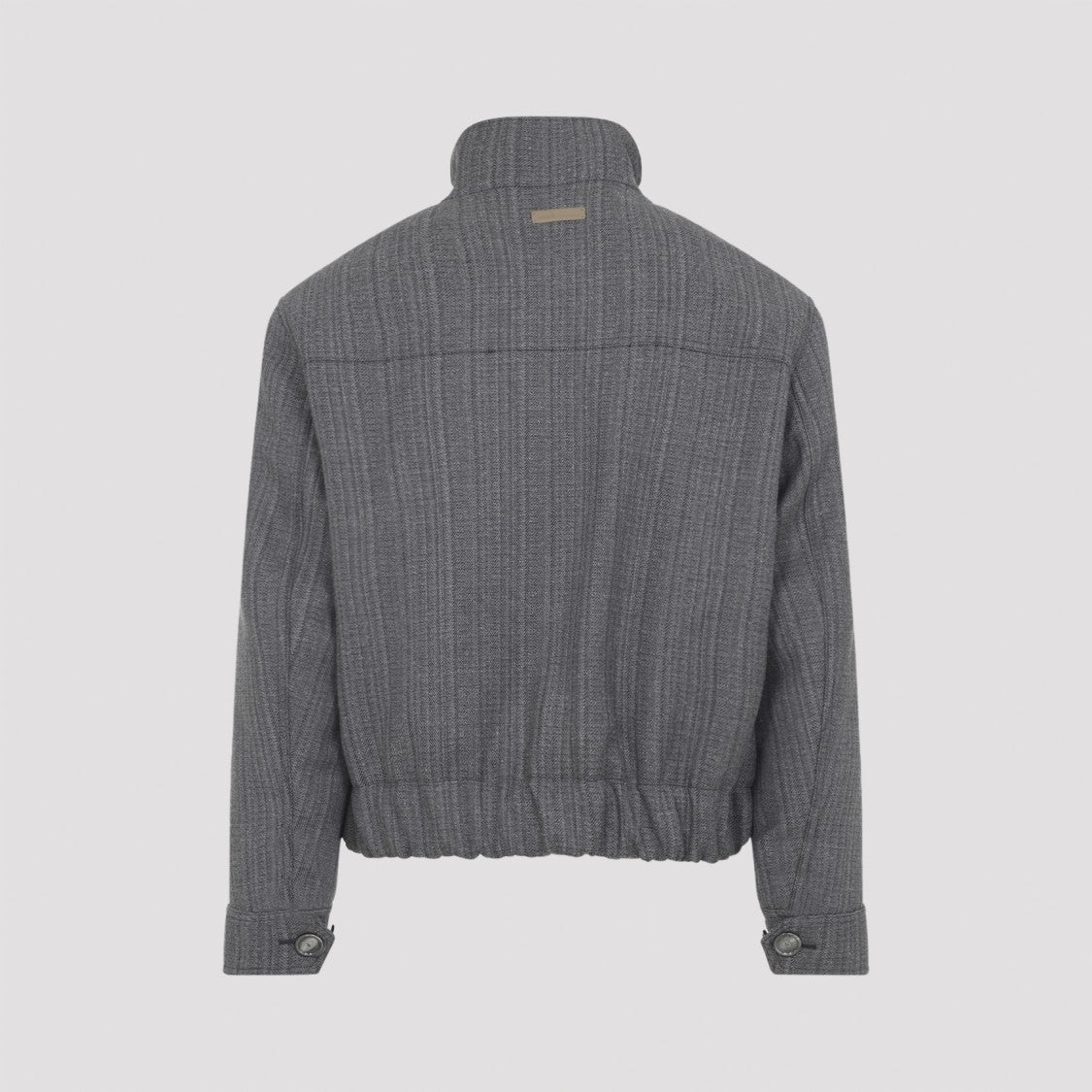 Ami Herringbone Grey Wool Blend Harrington Jacket