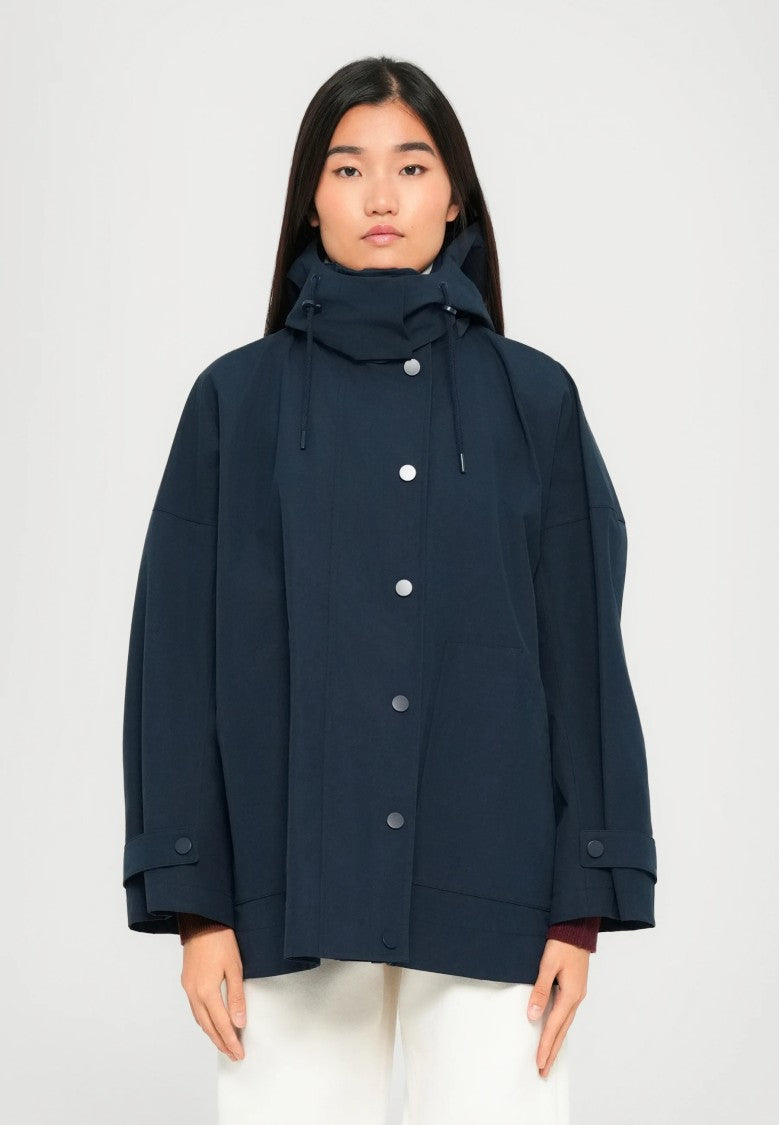 Max Mara Versatile Blue Raincoat With Drawstring Hood