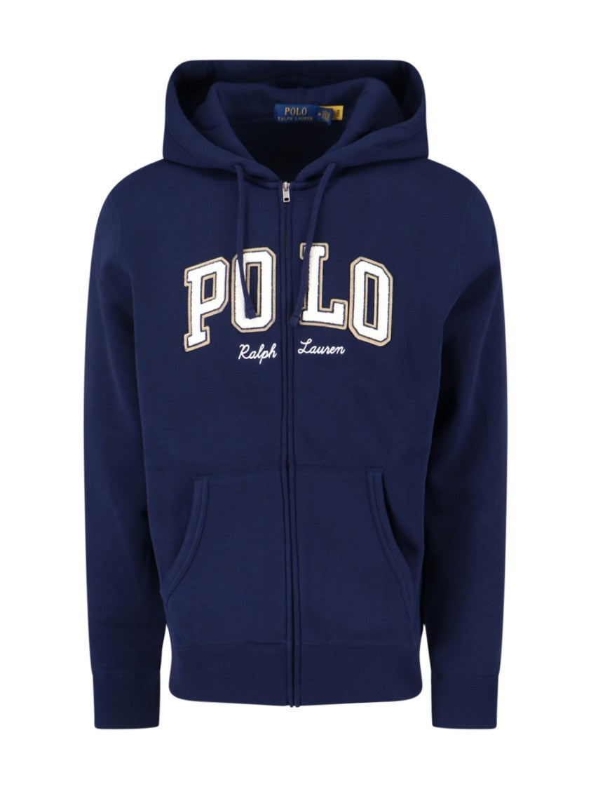 Polo Ralph Lauren Navy Blue Zip-Up Hoodie With Iconic Logo Detail