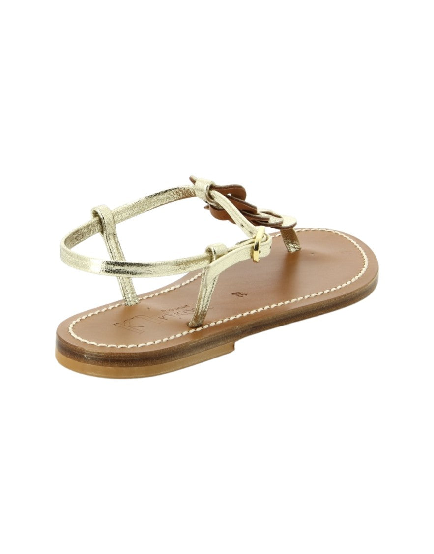 K Jacques St Tropez Braided Thong Sandals In Metallic Finish