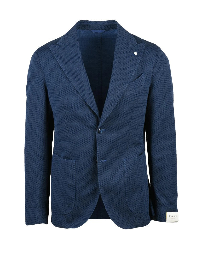 L.B.M. 1911 Blue Cotton Linen Mohair Rounded Jacket