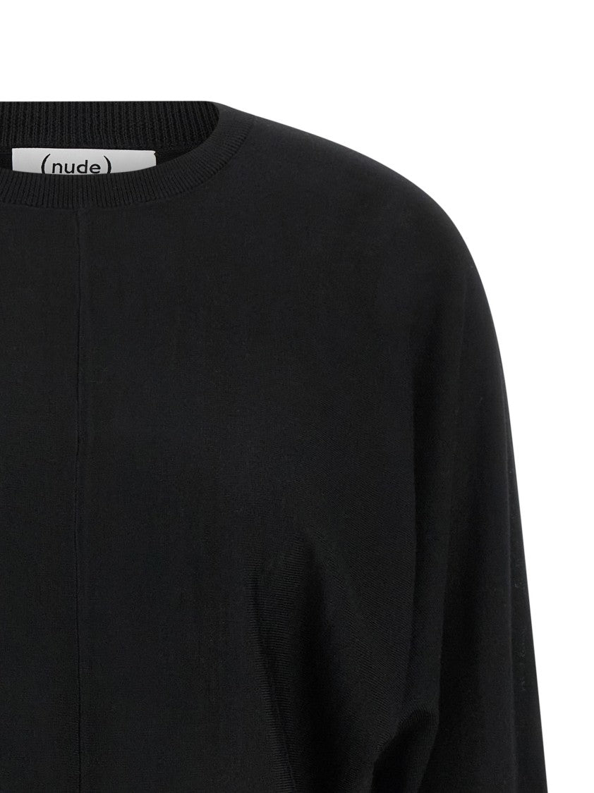 Nude Wool Sweater With Bat Sleeves