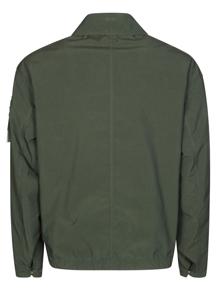 Stone Island Minimalistic Black Lightweight Jacket With High Collar