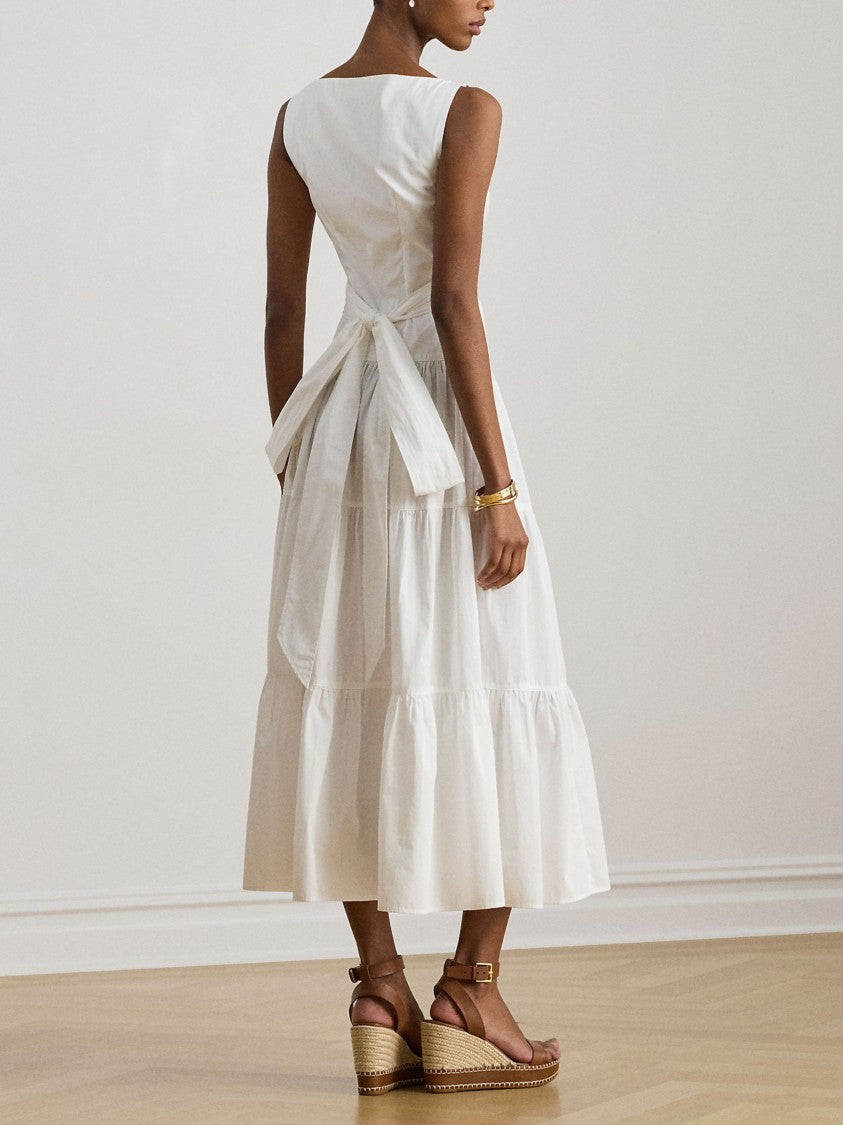 Lauren Ralph Lauren Sleeveless Cotton Flounced Dress