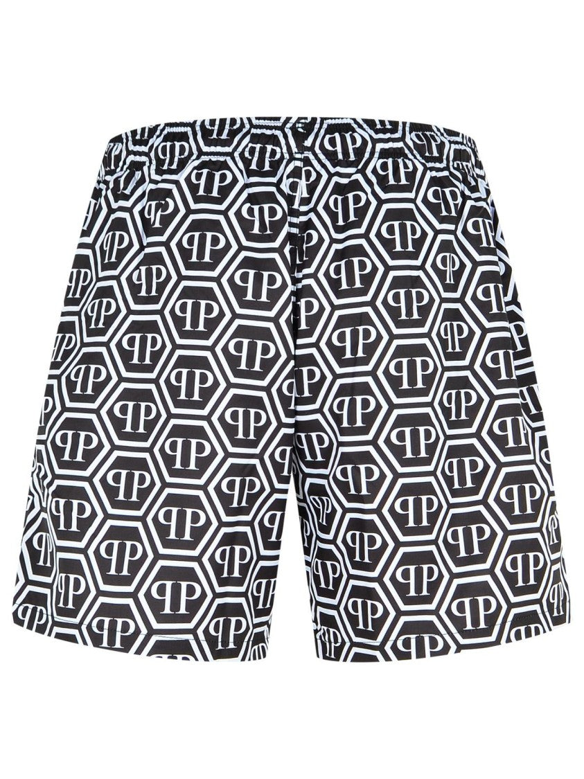 Philipp Plein Black Polyester Swimsuit