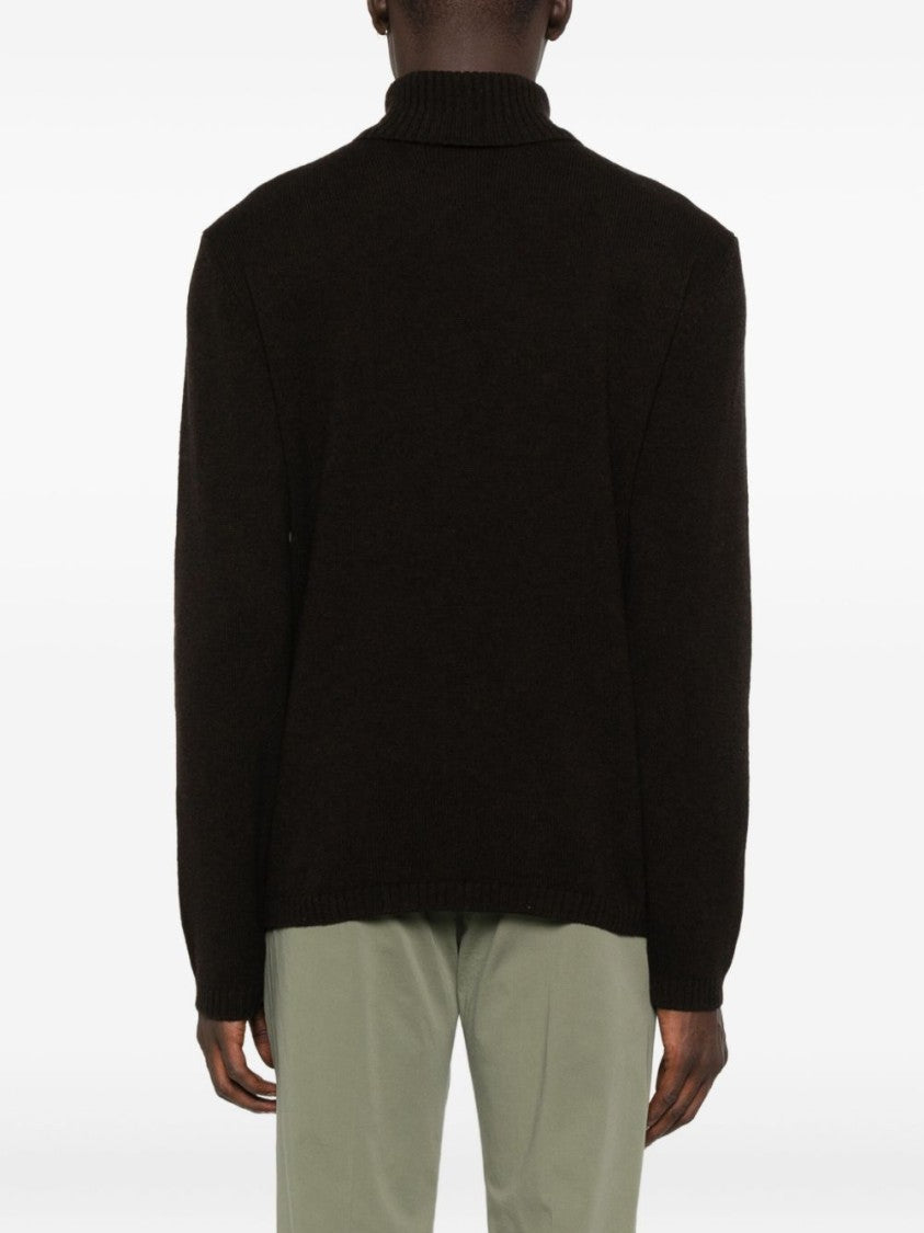 Daniele Fiesoli Brown High Ribbed Mock Neck Sweater