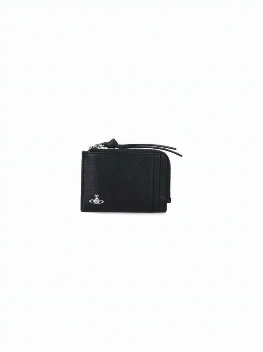 Vivienne Westwood Textured Zip Cardholder With Metallic Emblem